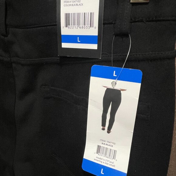 NWT Women's Lg DKNY Jeans Black Midweight Straight Leg Ponte Comfy Stretch Pants - Picture 3 of 15